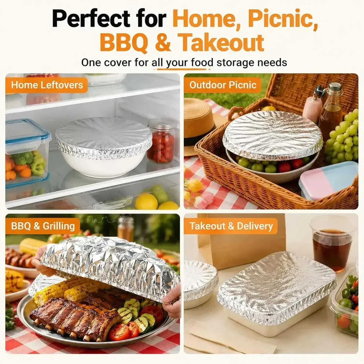 Aluminum Foil Keep Warm Covers Dining Table Food Preservation Cover Microwave Oven Heating Waterproof Oil Proof Kitchen Tools