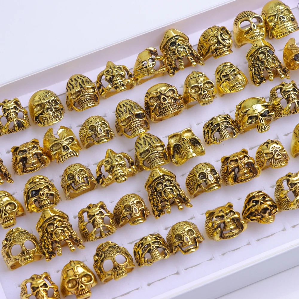 10/20/30/50Pcs/Lot Stainless Steel Fashion Ring Wood Grain Ring Men's Wedding Ring Women's Party Mixed Style Random Style