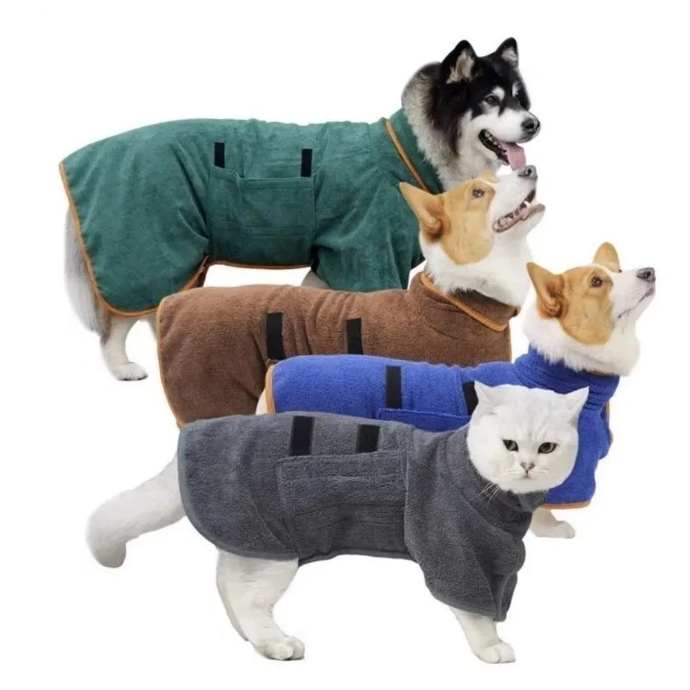 Pet Product Absorbent Dog Bathrobe Quick Drying Soft Fiber Dog Bath Towel Adjustable Pet Absorbent Bathrobe Large Small Dogs