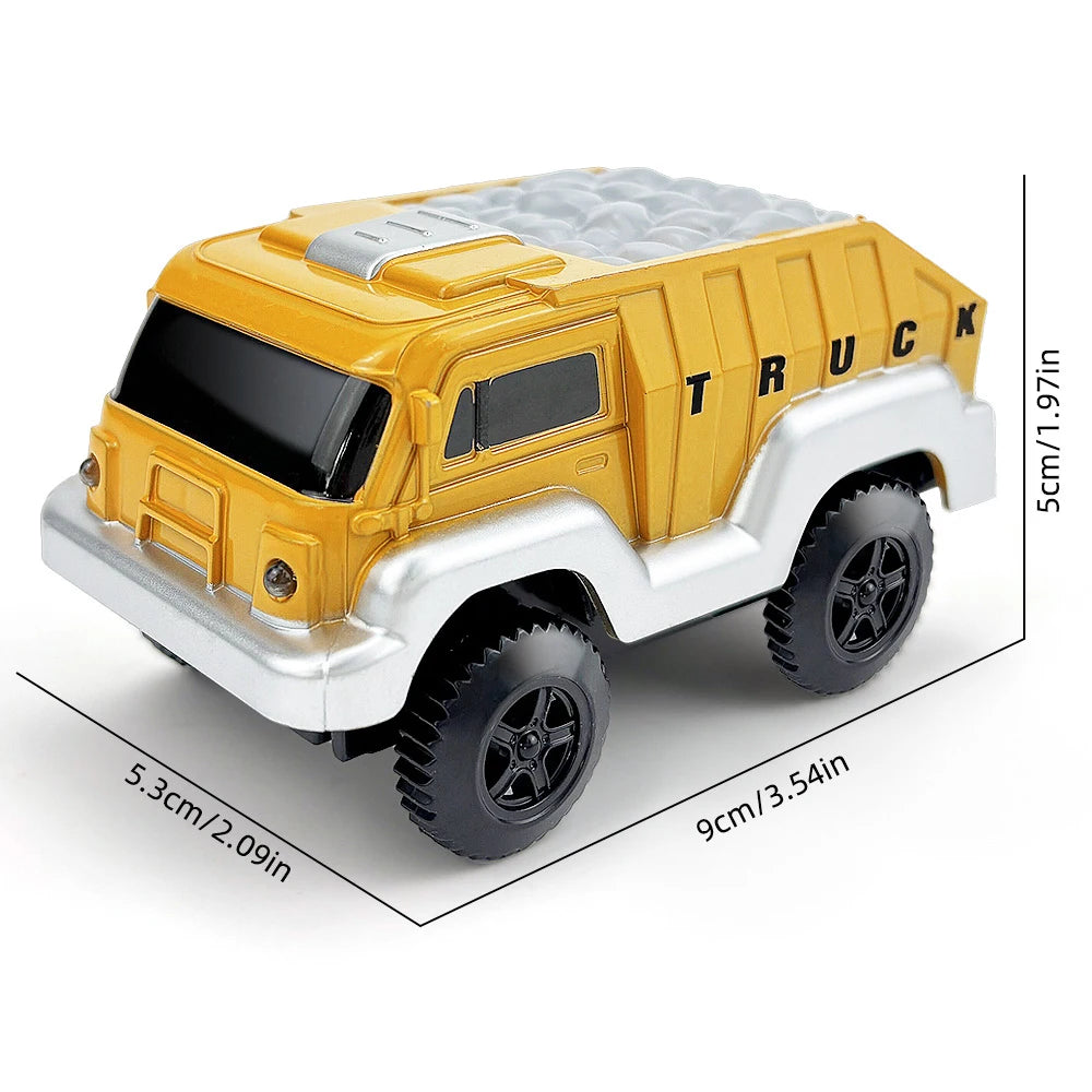Track Car Special Magnetic Building blocks Tiles Accessories, Electric Glowing Vehicle Set with Jeep Police Car Children's Toys