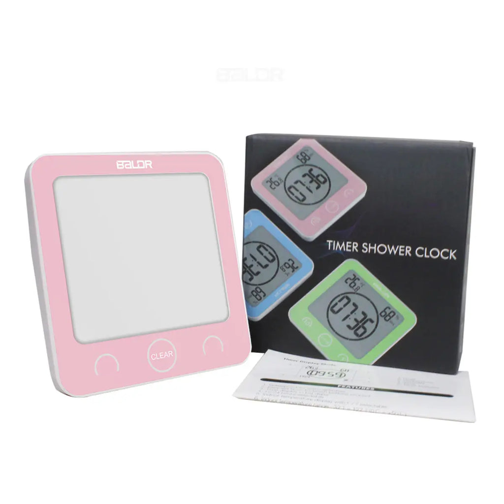 Waterproof Bathroom Wall Clock Digital Shower Clock Timer with Touch Screen, Temperature, Hanging Hole Stand for Kids & Adults