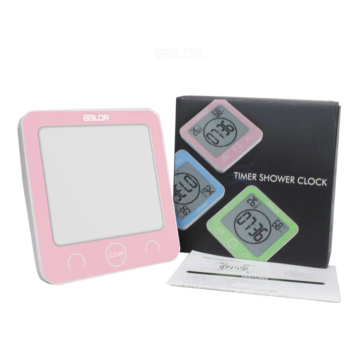Waterproof Bathroom Wall Clock Digital Shower Clock Timer with Touch Screen, Temperature, Hanging Hole Stand for Kids & Adults