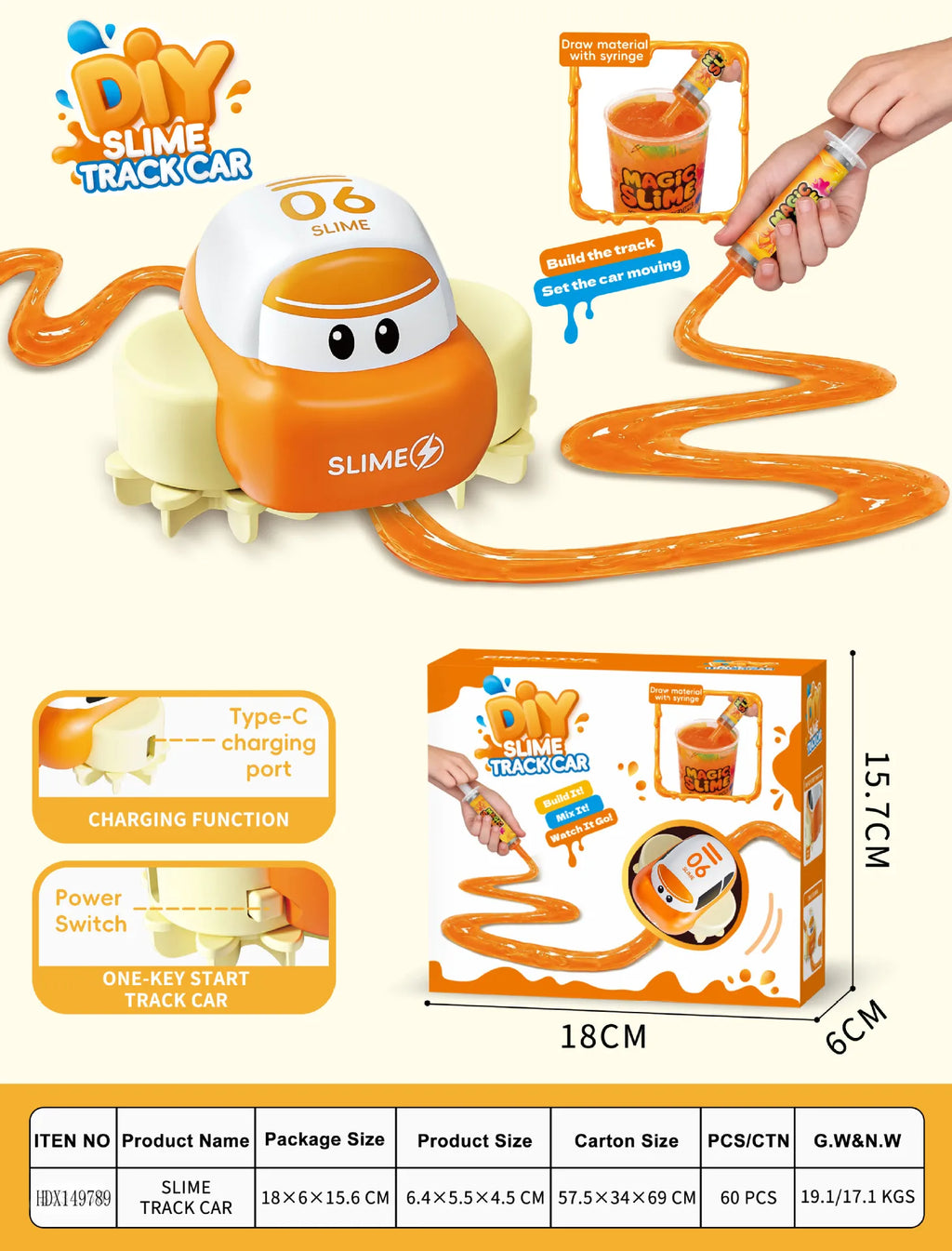 DIY Slime Track Car Set, Draw Your Own Track with Non-Toxic Paste, Electric Toy, Creative Stress Relief Gift