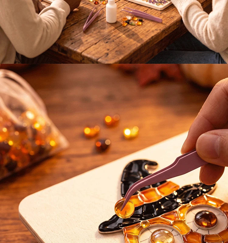 Halloween Mosaic Art Kit for Adults, DIY Glass Mosaic Tile Craft Kit, Halloween Black Cat/Owl/Witch Pumpkin Mosaic Painti