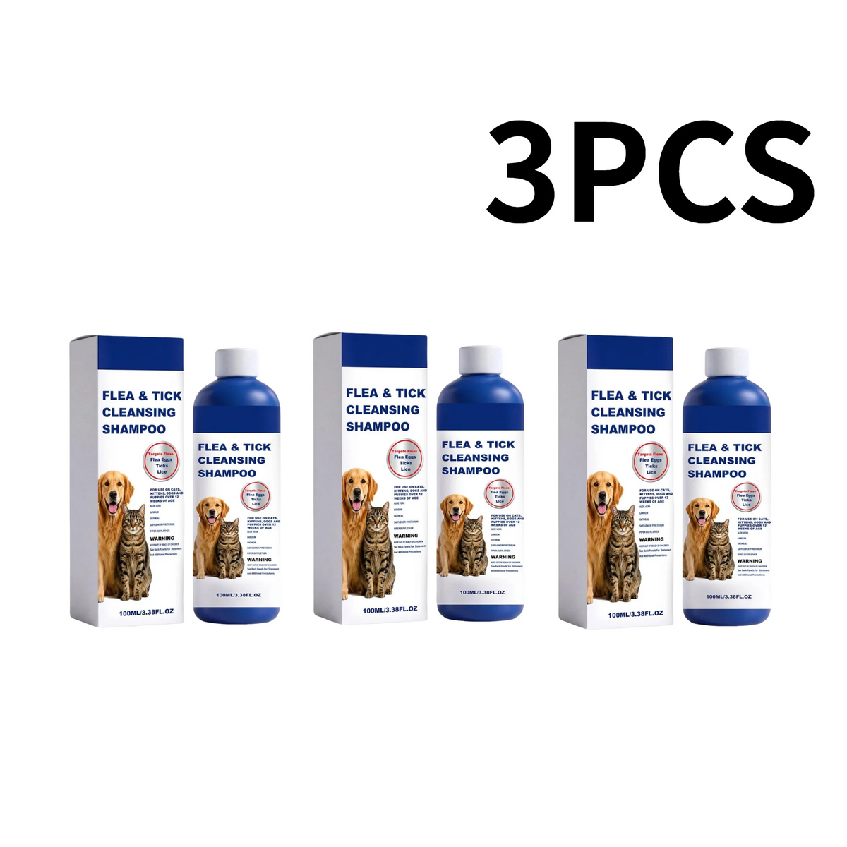 100ml Pet Flea & Tick Cleansing Shampoo Gentle Soothing Deodorizing Bath Wash For Dogs Cats Deep Cleaning Remove Lice Mite