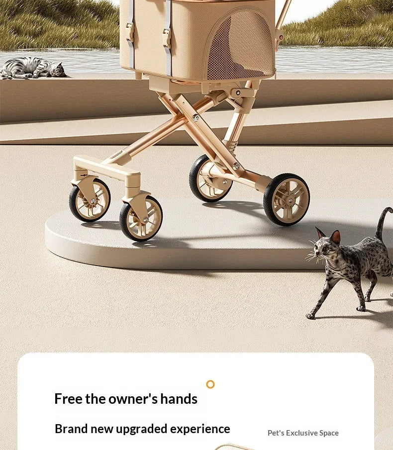 2026 New One Click Foldable Pet Stroller Portable Separable Light Weight Universal Outdoor Travel for Cats and Dogs Pet Stroller