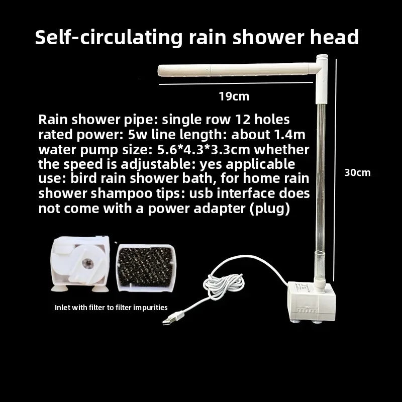 1Pcs USB Electric Automatic Circulating Bird Bathtub Tabletop Parrot Shower Basin Healthy Bathing Tub for Budgie Lovebird Cockat