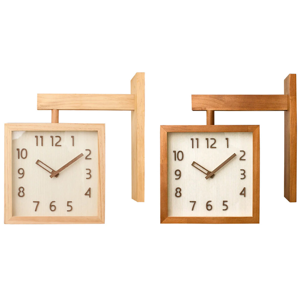 Corner Clock Double Sided Corner Clock  Decorative Silent Wooden Simple Battery Powered for Home  for Living Room