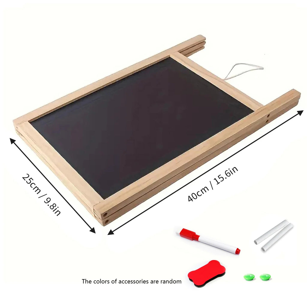 1pc Double-sided Foldable Advertising Drawing Board, Erasable Teaching Chalkboard, Wood Frame Blackboard, Dry Erase Whiteboard
