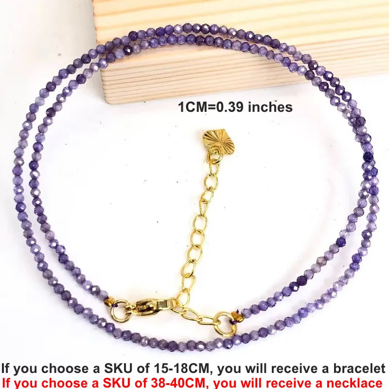 Natural Gemstones 2mm Cutting Angle beads Necklace Tourmaline quartz garnet zircon Bracelet Choker Men Female Jewelry Party Gift