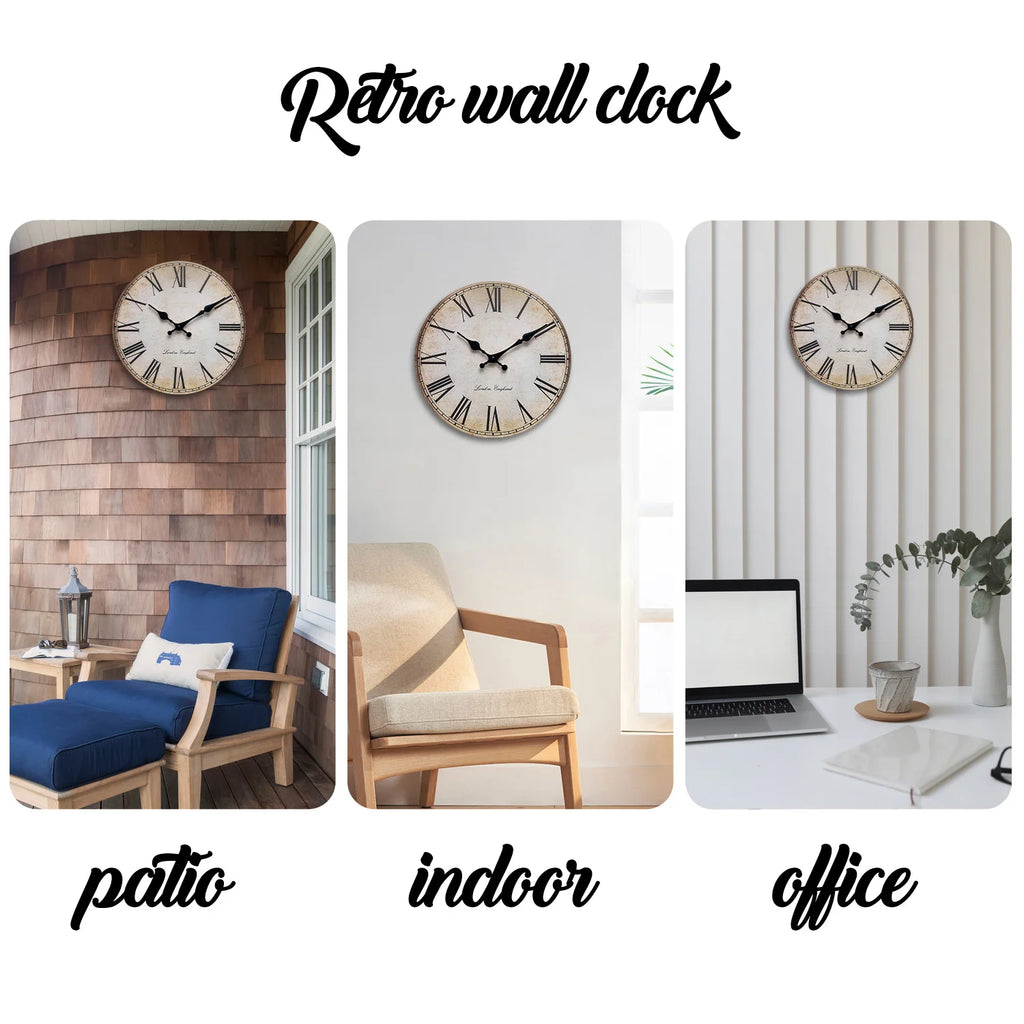 European-Style Retro Roman Numeral Wooden Wall Clock for Living Room, Bedroom, Kitchen, Home Decoration, Silent Quartz Clock, Holiday Gift, 10 Inches, 12 Inches (No Battery)