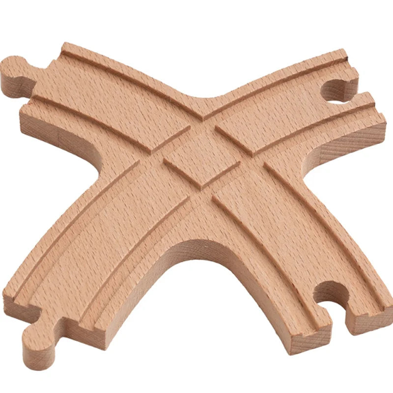 New Wooden Railway Track All Kinds Fork Rail Bifurcation Beech Wood Track Accessories Fit for Thomos Wooden Train Tracks Toy