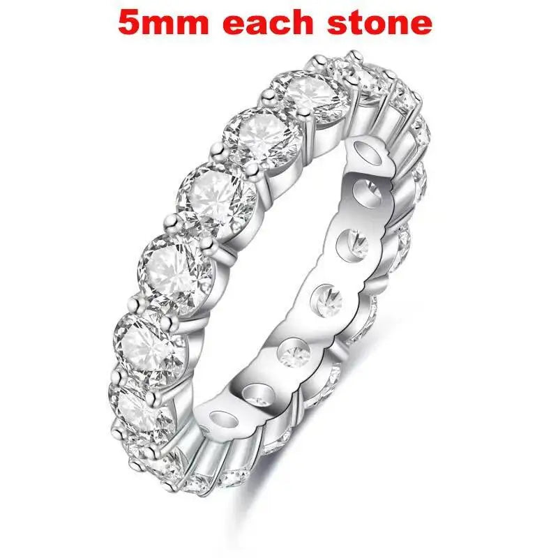 TY 2-5mm Full Moissanite For Women Sparkling Wedding Eternity Bands 100% S925 Sterling Silver Jewelry Classic Ring D VVS1
