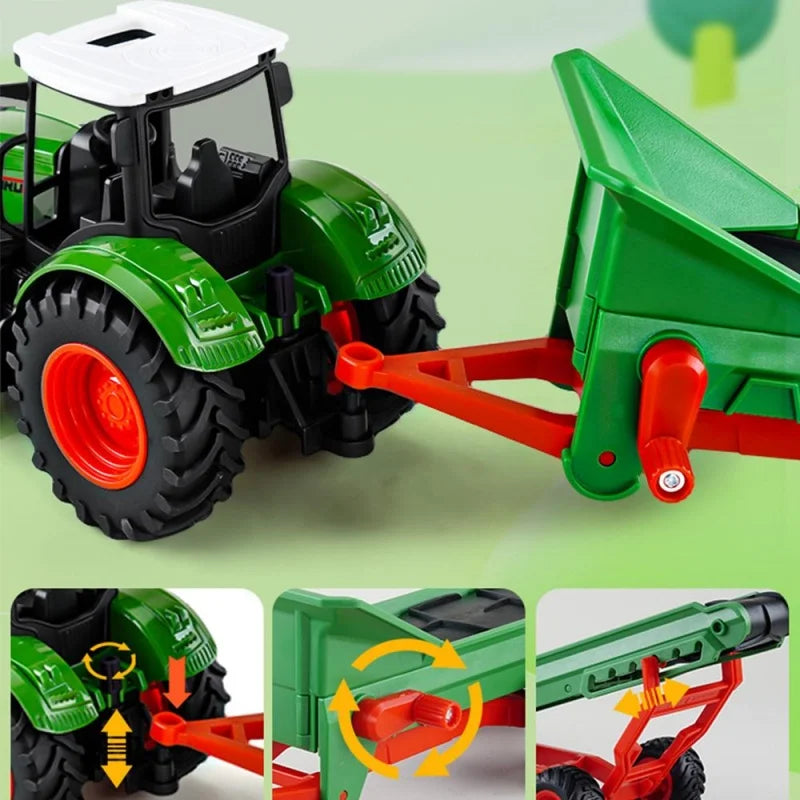 Large Scale Tractor Toys DIY Farmer Car Playset Toy Transport Trailer Engineering Birthday Gifts