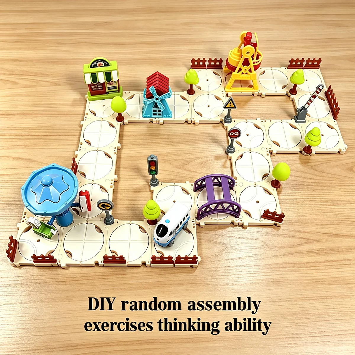 DIY Puzzle Track Car Set Assembling Scene Rail Train Learning Logic Road Board Games Educational Toy Kid Boy Birthday Gifts