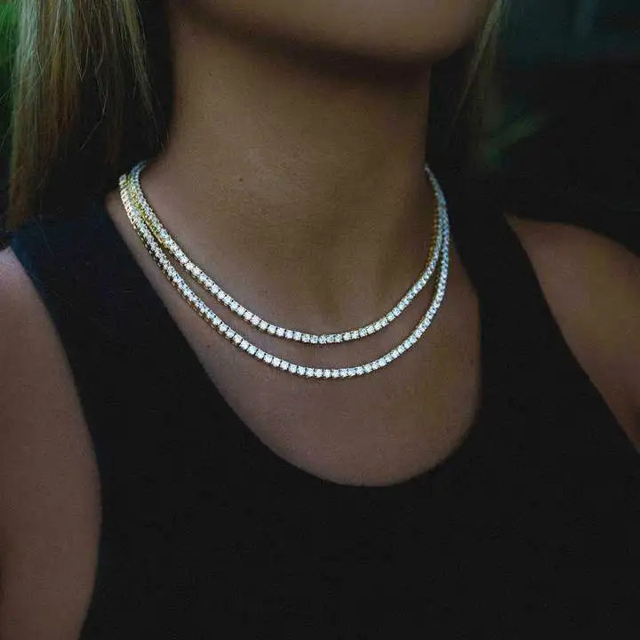 D VVS1 Moissanite Tennis Necklace For Women Top Quality 100% 925 Sterling Silver Sparkling Party Fine Jewelry