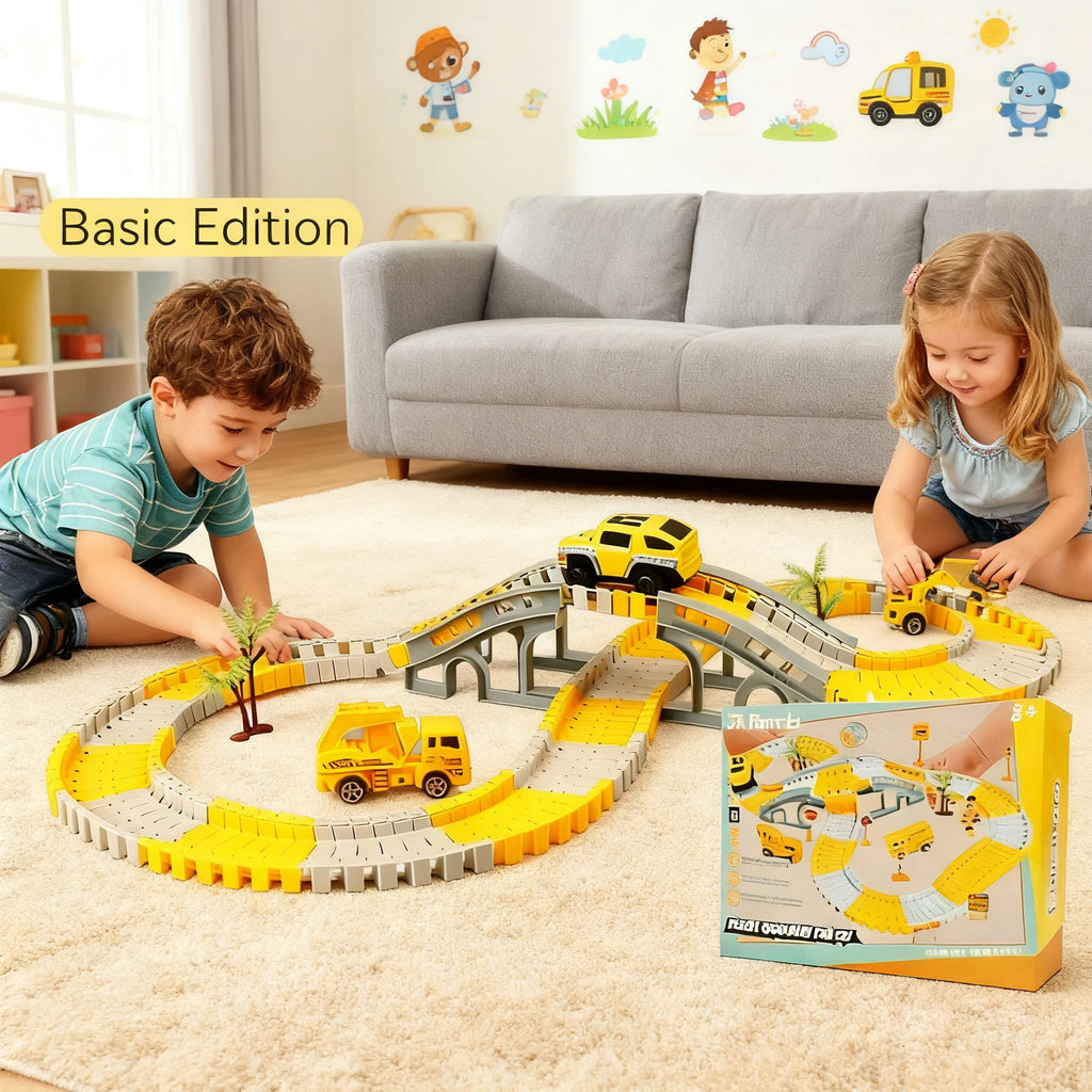 137pc Boys Halloween Christmas Gifts DIY Car Track Assemble Puzzle Toys Parent-Child Interactive Building Toys Family Party Toys