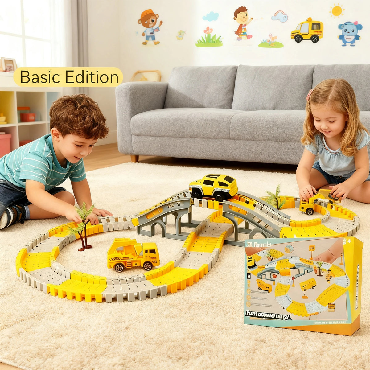 137pc Boys Halloween Christmas Gifts DIY Car Track Assemble Puzzle Toys Parent-Child Interactive Building Toys Family Party Toys