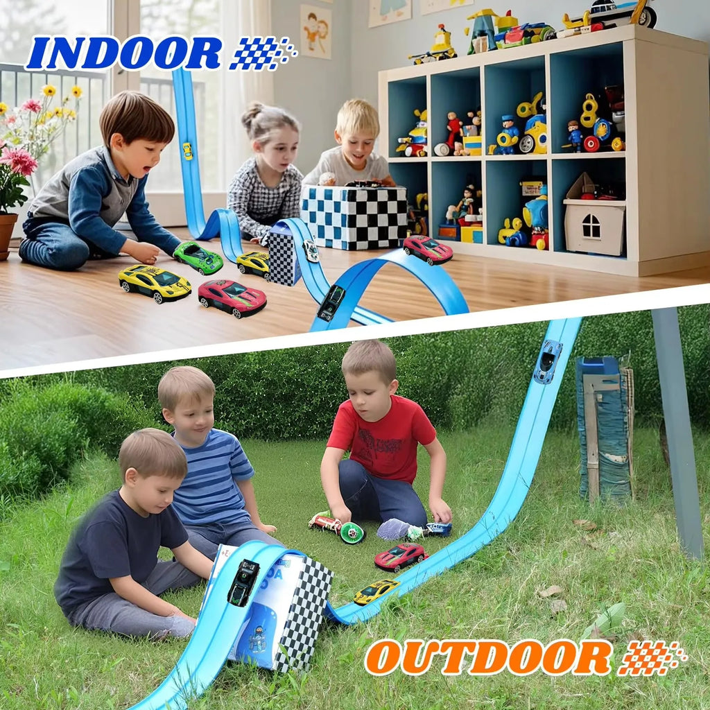 DIY track assembled aluminum alloy pull-back racing car gravity slide boys and girls educational toys holiday Christmas gifts