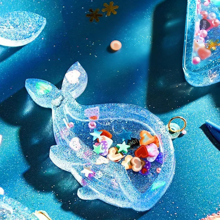 Kids DIY Crystal Glue Keychain Craft Toys Handmade Sparkling Beads Material Pack Kit Creative Children's Birthday Souvenir Gifts