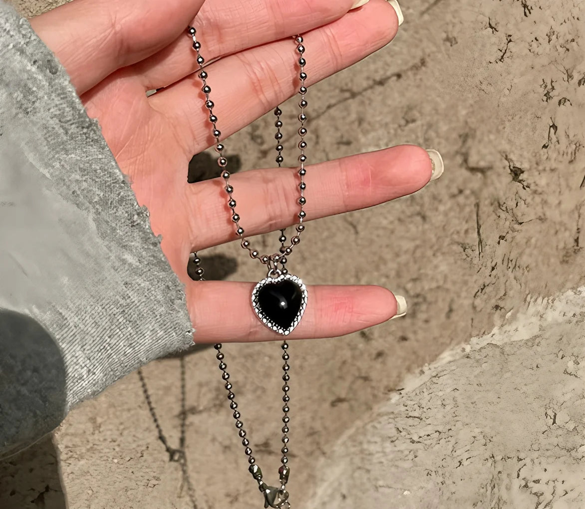 PANJBJ 925 Sterling Silver Onyx Necklace for Women Girl Concise Individuality Fashion Jewelry Birthday Gift Dropshipping