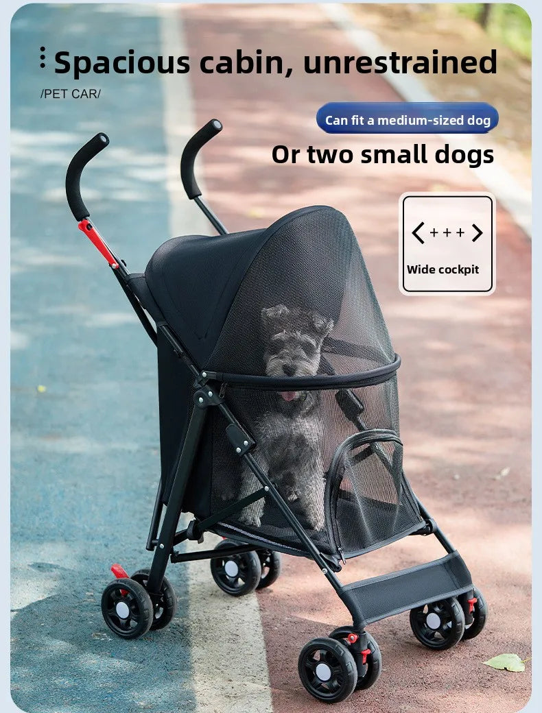 Cool Mesh Pet Stroller for Small Dogs and Cats Lightweight Suitable for All Road with Removable Liner Safety Tether Easyto Store