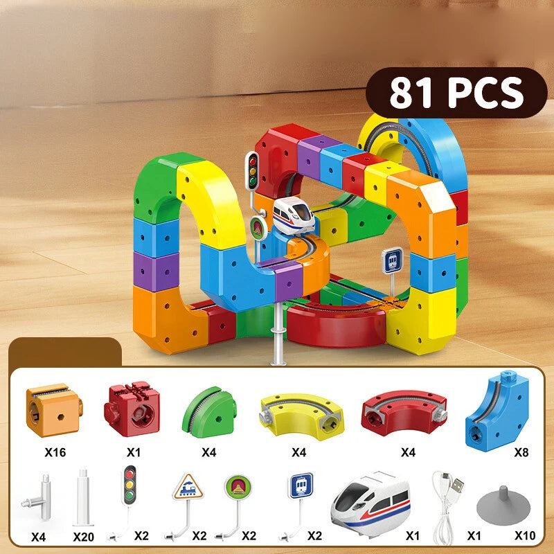 DIY Latest Educational Toys Assembly Magic Track Train Set Children's Toys Non-remote Control Rail Car Gift Box Christmas Gifts