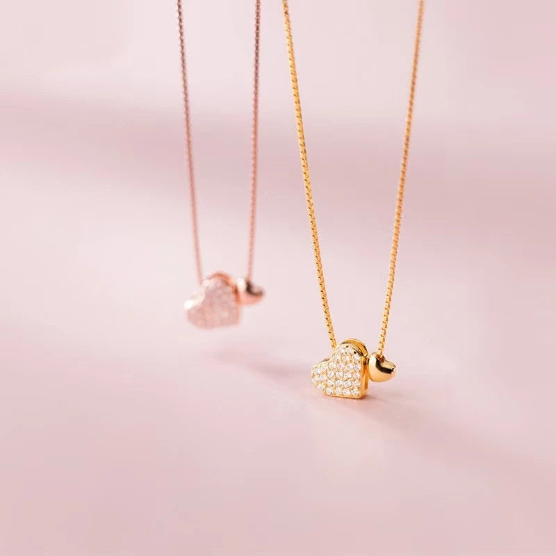 Jkeli 100% 925 Sterling Silver Charm Romantic Love Heart Pendant Box Link Chain Necklace for Women Fashion Wedding Jewelry