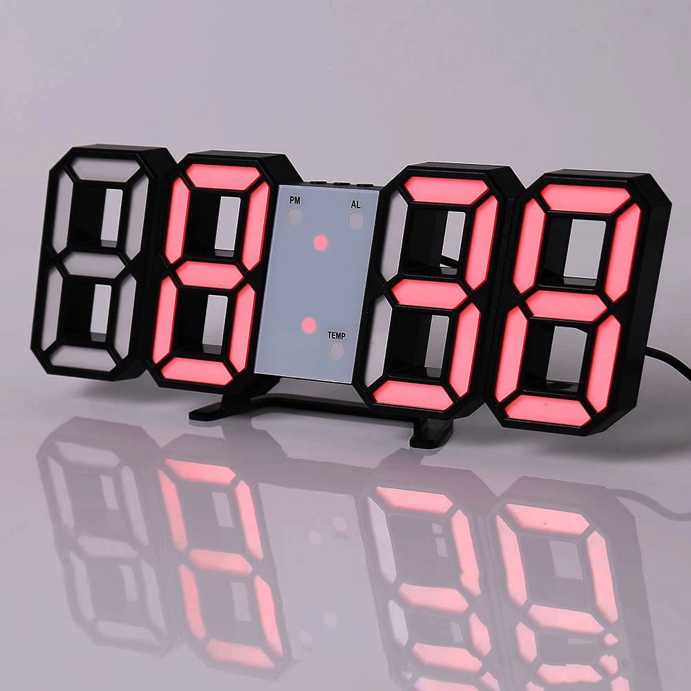 3D LED Digital Wall Clock ,9.7", Large Display Table/ Desk Clock with Remote Control 12/24H Temperature