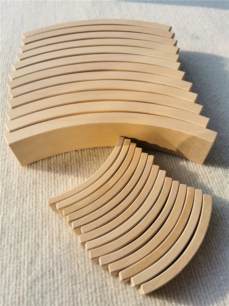 New Beech Wood Arch Stacking Blocks Rainbow Bending Wooden Building Timber Toys Set for Kids Creative Play