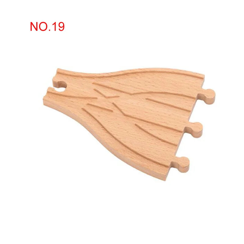 New Wooden Railway Track All Kinds Fork Rail Bifurcation Beech Wood Track Accessories Fit for Thomos Wooden Train Tracks Toy