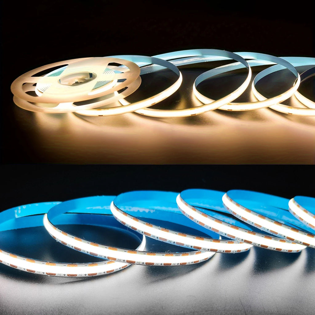 5V COB LED Strip Lights 3key Dimmable Flexible Tape Ribbon White Warm White Lighting for Room TV Mirror Backlight Wall Decor