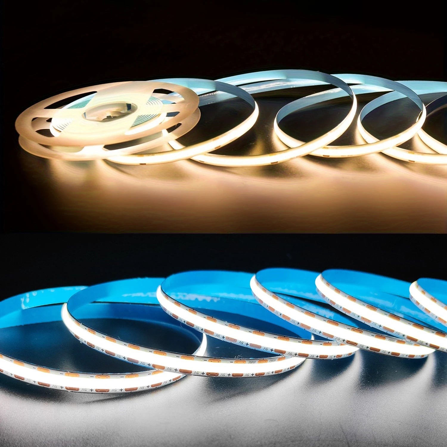 5V COB LED Strip Lights 3key Dimmable Flexible Tape Ribbon White Warm White Lighting for Room TV Mirror Backlight Wall Decor