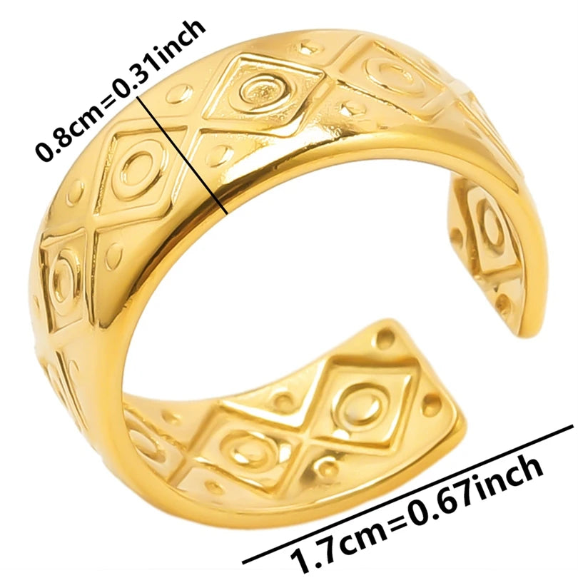 1pcs Classic Tiger Eye Real Stone Open Adjustable Stainless Steel Rings For Women Men Accessories Gold Color Finger Jewelry Ring