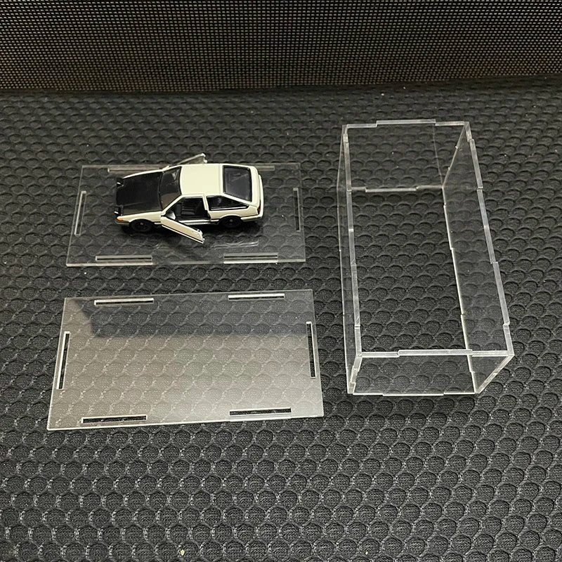 1/64 Model Cars Acrylic Display Case Fit for Mini Size MiniGT Tomica Required Assembly Proof Box Cabinet Toy Vehicles