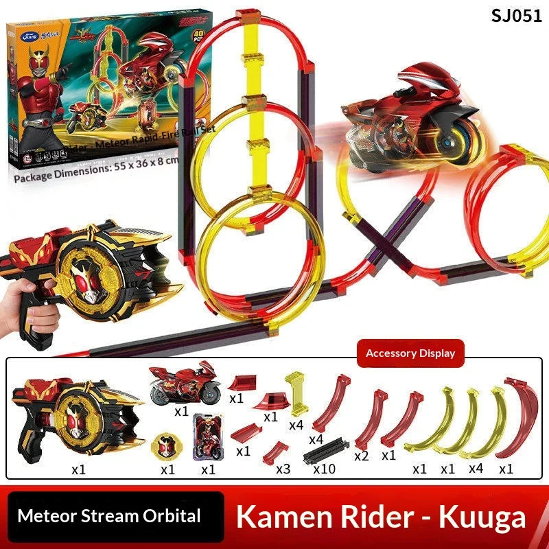 Jiumu Kamen Rider Motorcycle Track Set Inertia Launch Racing Assembly Interactive Play Toy Gift
