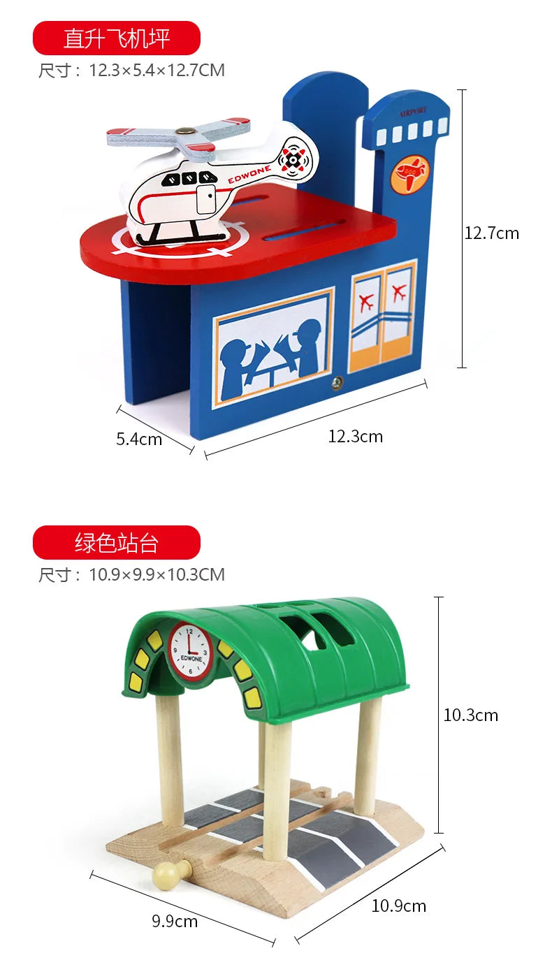 Wooden Train Track Accessories Wood Railway Track Train Station Bridge Tunnel Compatible All Brands Wooden Track Toys