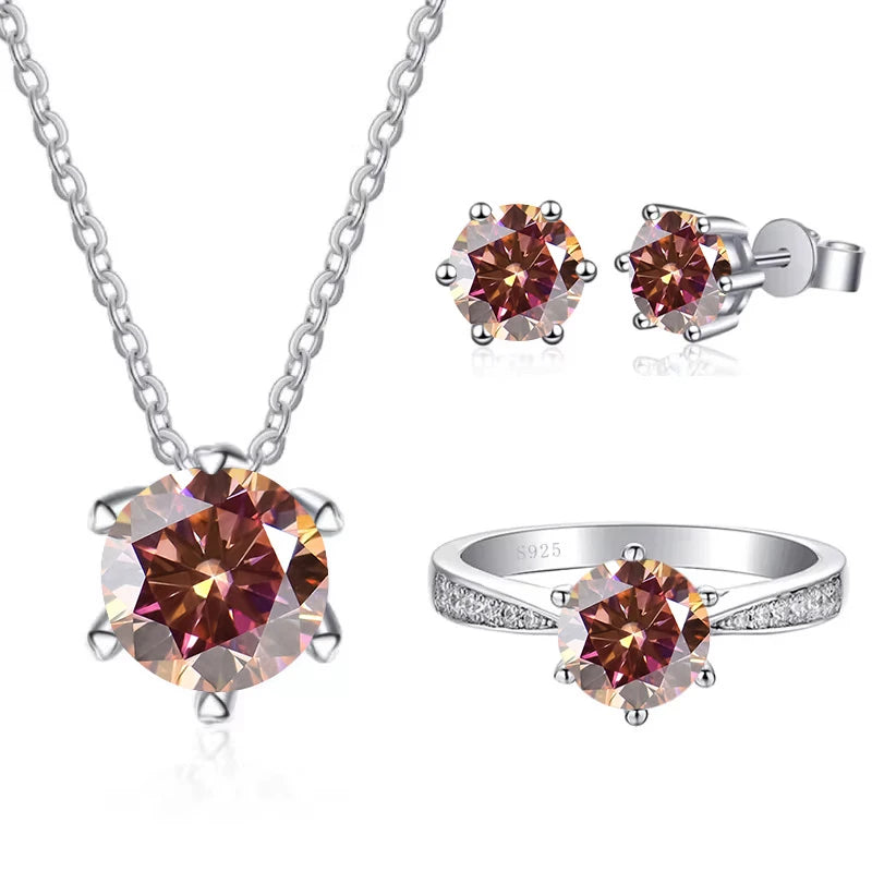 JoyceJelly Moissanite Jewelry Set With 1CT D Color VVS 3EX moissanite stone pass diamond test Wedding Luxury Fine Jewelry gift