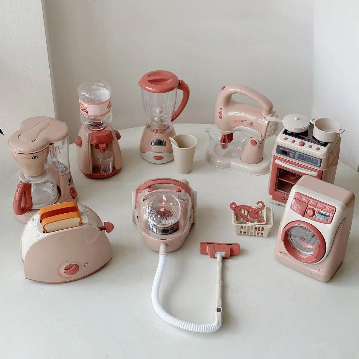 Kids Simulation Kitchen Appliances Sets Toy Mini Blender Coffee Maker Washing Machine Pretend Play Creative Electric Game Gift