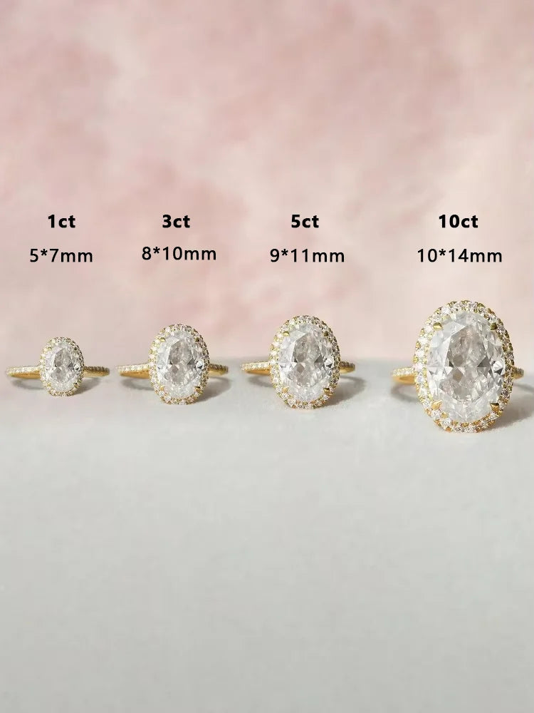 925 Sterling Silver Fashion Oval Shiny Full Zircon Ring For Women Match Daily Outfits Party Luxury High Quality Fine Jewelry
