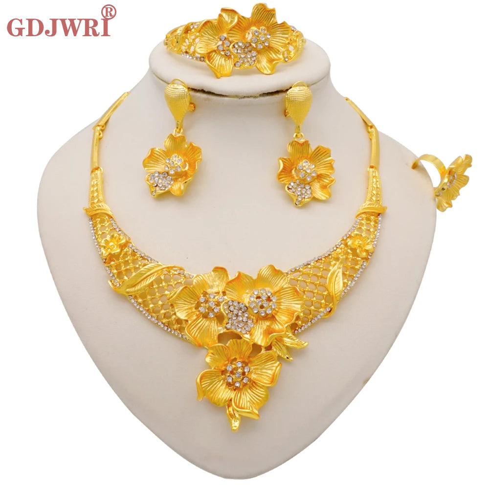 Ethiopian Fashion Women's Jewelry Set African Wedding Jewelry Set Necklace, Bracelet, Earrings, and Ring Set