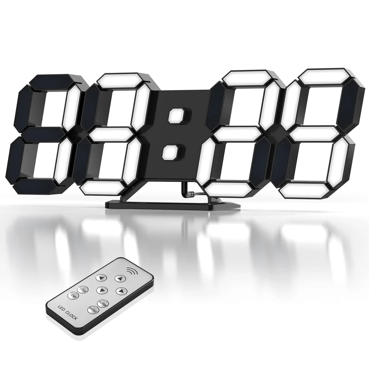 3D LED Digital Wall Clock ,9.7", Large Display Table/ Desk Clock with Remote Control 12/24H Temperature