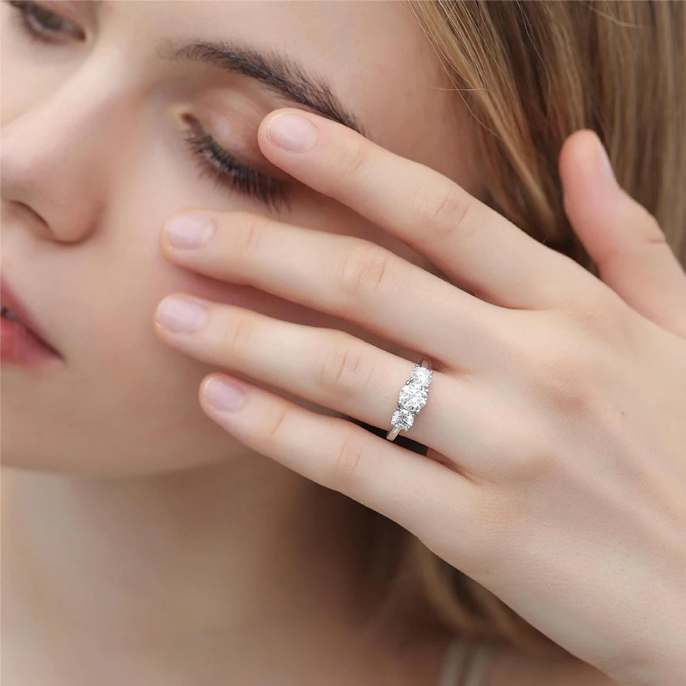 JoyceJelly S925 Sterling Silver Colors Moissanite Ring 2CT 4CT Total Full Moissanite Diamond Jewelry For Wedding Engagement Gift