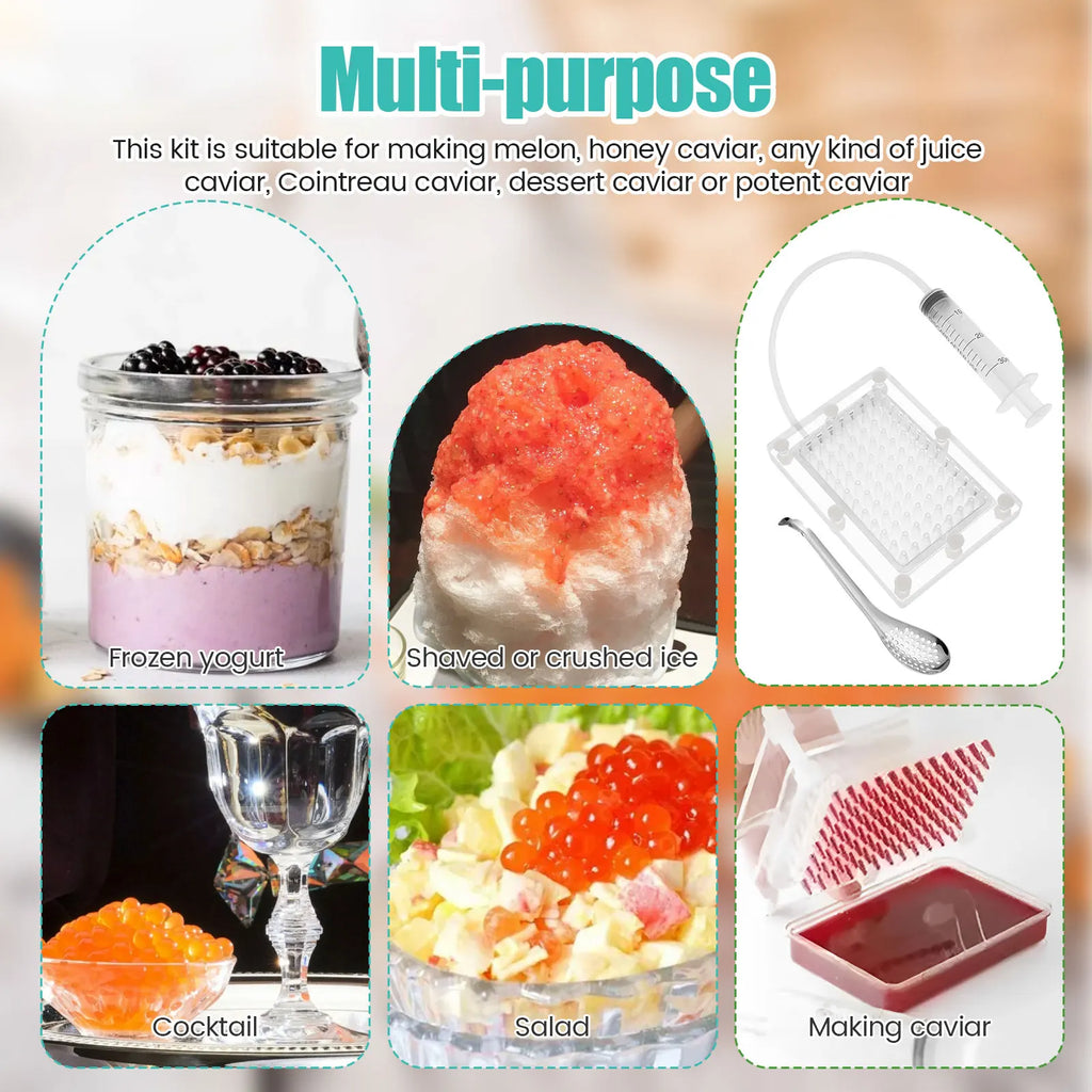 Caviar Spherification Tool Transparent Molecular Gastronomy Kit with Spoon Spherification Dropper Creative Kitchen Accessories