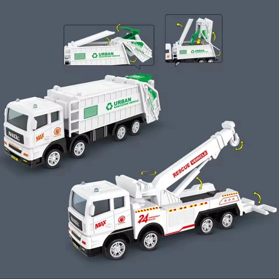 1pc Children's  Toys Inertia Car Sanitation Garbage Truck Cleaning Sprinkler Rescue Car Simulation Car Toy Model Boys' Gifts Puz
