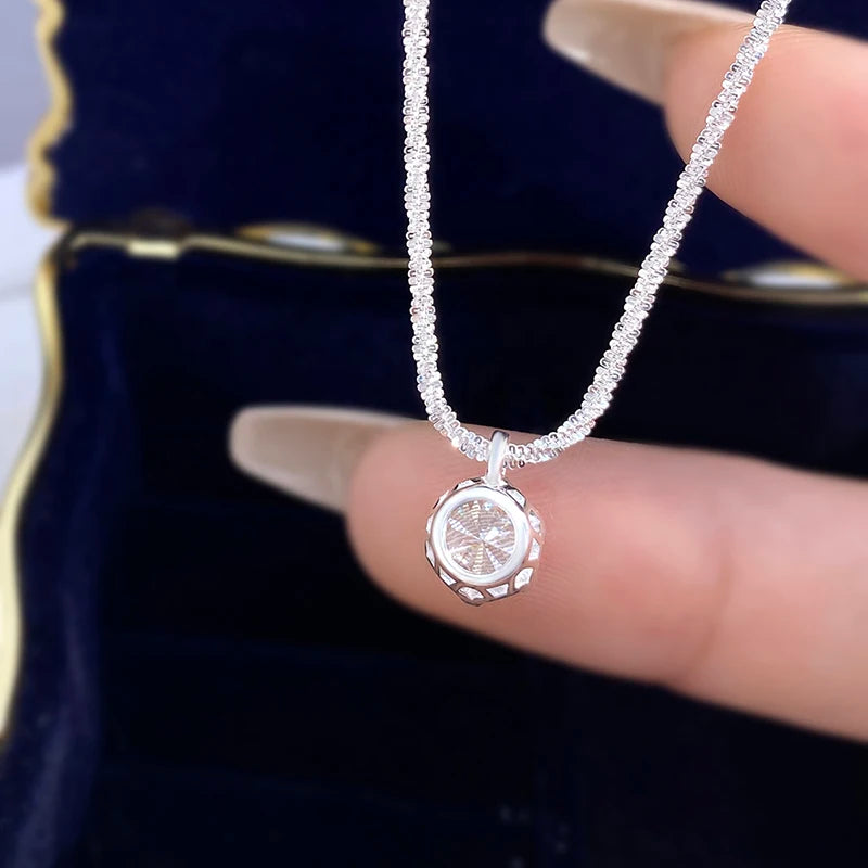 DWJ 1CT Sparkling Luxury Moissanite Diamond White Pendant Necklace for Women Real 925 Sterling Silver High Quality Fine Jewelry
