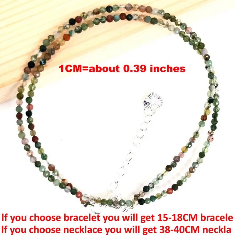 Natural Semi-precious Stone Necklaces for Women and Men Cut Angle 2mm Beads Crystal Necklace Bracelet Gem Zircon Agate Jewelry