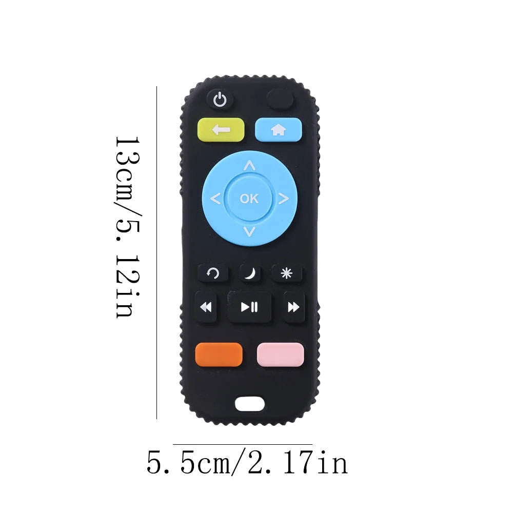Baby silicone remote control teether baby anti-eating hand teething stick cartoon soothing bite toys