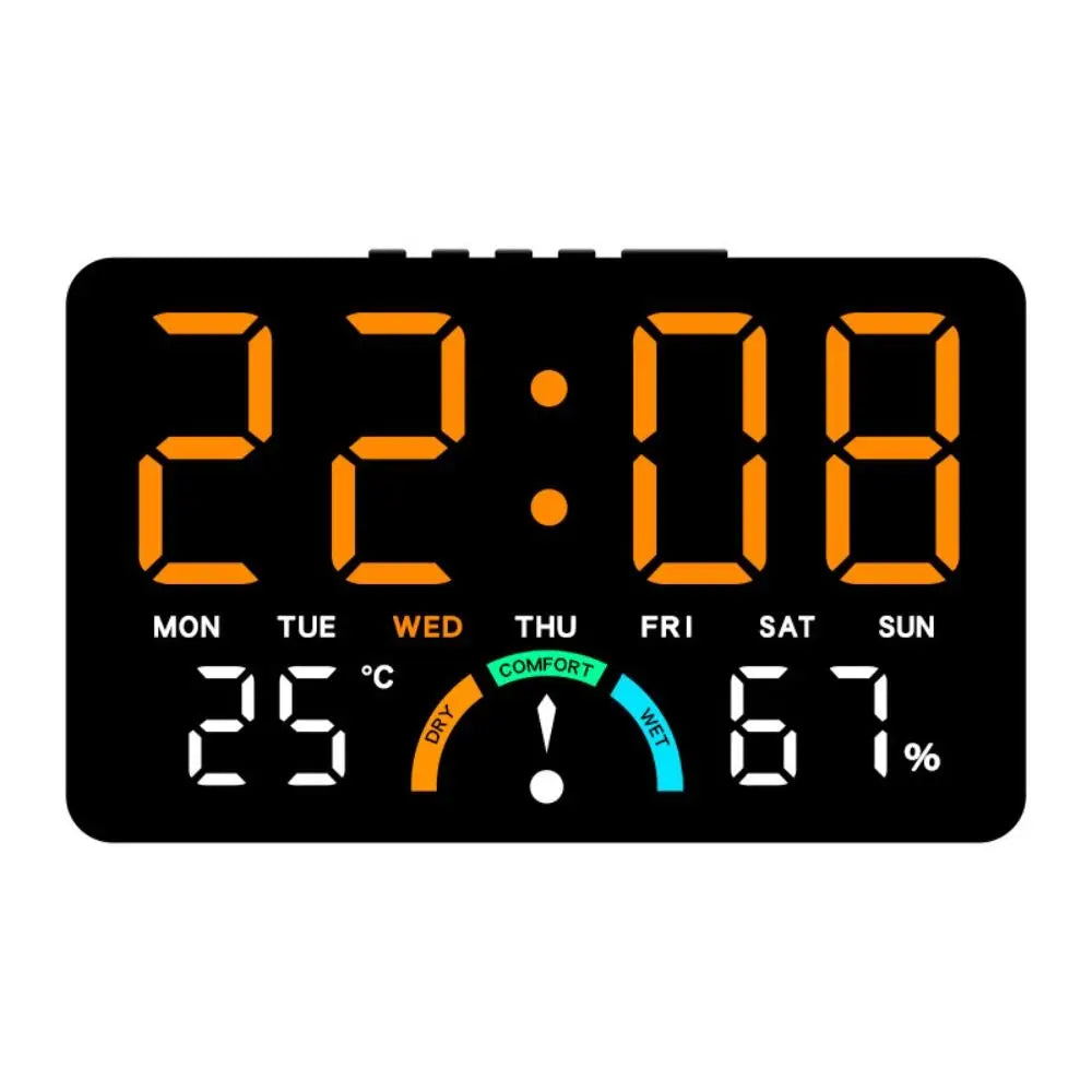 Wall-mounted Electronic Wall Clock Multi-functional Temperature Digital LED Clocks 12/24H Voice Control Display Table Clock