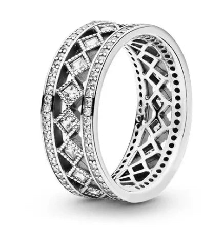 Christmas 925 Sterling Silver Crown Heart Flower Wing Zircon Sparkling Rings For Women Fine Jewelry wedding Anniversary Gifts